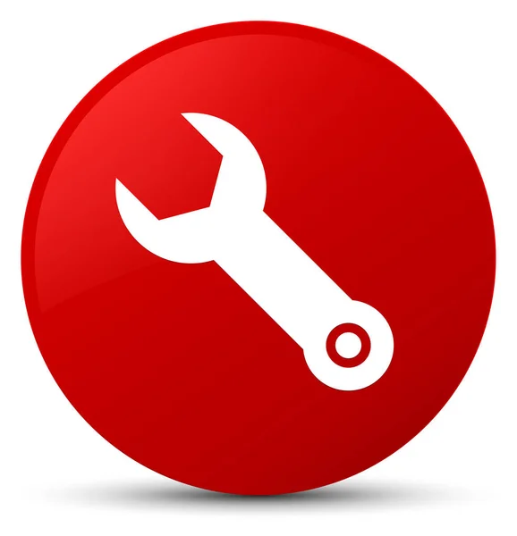 Csavarkulcs ikon piros kerek gomb — Stock Fotó