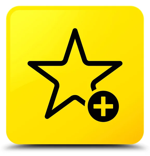 Zum Favoriten-Symbol hinzufügen gelber quadratischer Knopf — Stockfoto