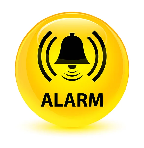 Allarme (icona campana) giallo vetro pulsante rotondo — Foto Stock