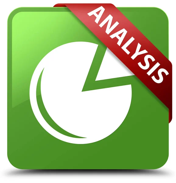 Analyse (grafiek pictogram) zachte groene vierkante knop rood lint in cor — Stockfoto