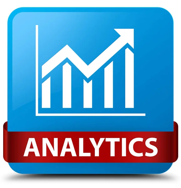 Analytics (statystyki ikona) cyan niebieski przycisk kwadratowy czerwone wstążki i — Zdjęcie stockowe