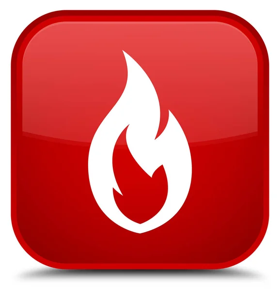 Fire flame icon special red square button — Zdjęcie stockowe