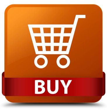 Kahverengi kare düğme kırmızı kurdele orta satın