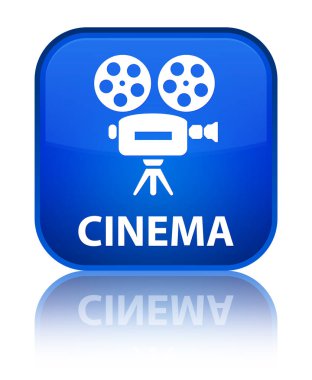 Sinema (video kamera simgesi) özel mavi kare düğme