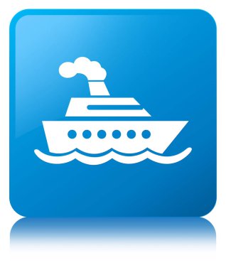 Cruise Gemi kutsal kişilerin resmi camgöbeği mavi kare düğme