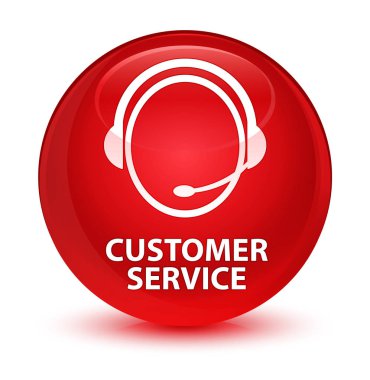 Müşteri hizmeti (müşteri bakım simgesi) cam gibi kırmızı yuvarlak düğmesi