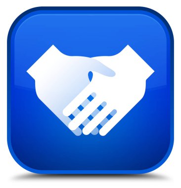 El sıkışma kutsal kişilerin resmi özel mavi kare düğme