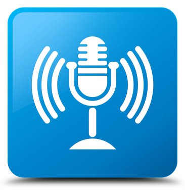 Mikrofon simgesi mavi mavi kare düğme
