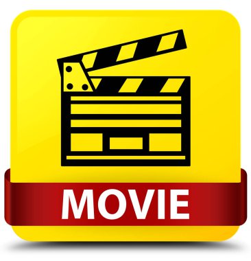 Film (sinema atacı simgesi) sarı kare düğme kırmızı kurdele midd