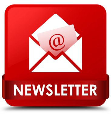 Bülten kırmızı kare düğmesini kırmızı kurdele orta