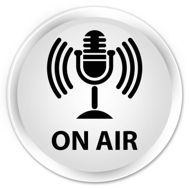 Yayında (mikrofon simgesi) premium beyaz yuvarlak düğmesi