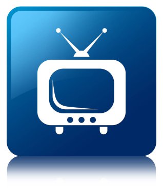 TV simgesi mavi kare düğme