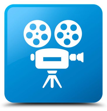 Video kamera simgesi mavi mavi kare düğme
