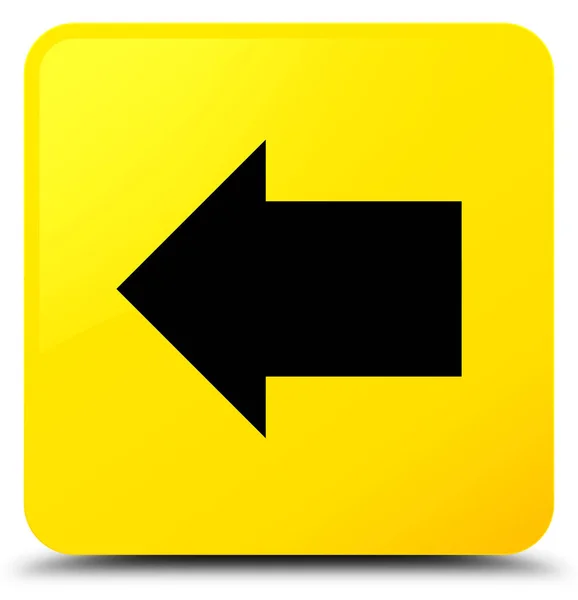 Terug pijl pictogram gele vierkante knop — Stockfoto