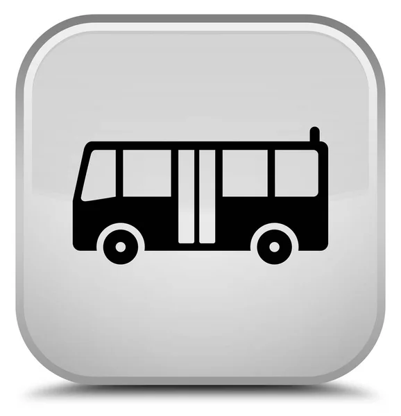 バスのアイコン特別な白い正方形ボタン — ストック写真
