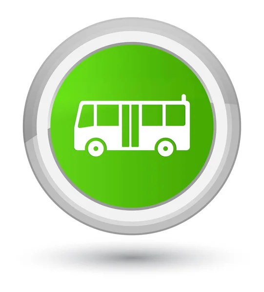 Icono de autobús primer botón redondo verde suave — Foto de Stock