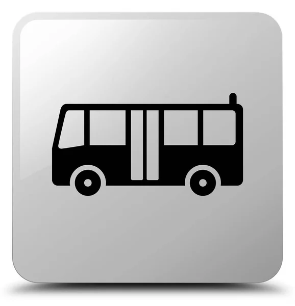 Busz ikon fehér négyzet gomb — Stock Fotó