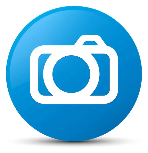 Camera icon cyan blue round button — Stock Photo, Image