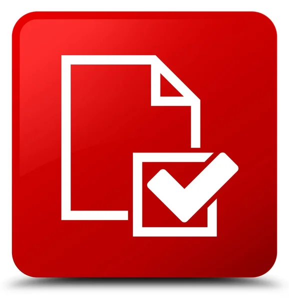 チェックリストのアイコンの赤い四角ボタン — ストック写真
