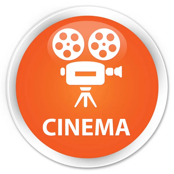Cinema (ícone de câmera de vídeo) botão redondo laranja premium — Fotografia de Stock