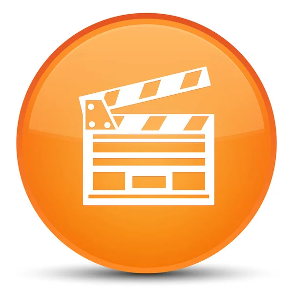 영화 클립 아이콘 특별 한 오렌지 라운드 버튼 — 스톡 사진