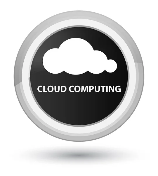 Cloud computing primo pulsante rotondo nero — Foto Stock