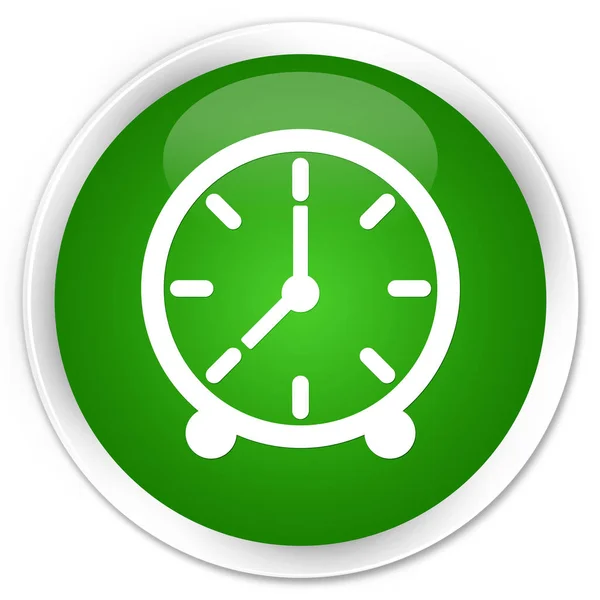 Clock icon premium green round button — Stock Photo, Image