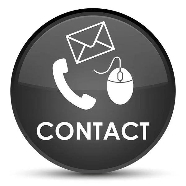 Contact (e-mail en muis telefoonpictogram) zwarte speciale ronde knop — Stockfoto