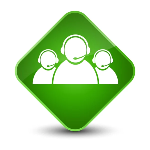 Піктограма команди обслуговування клієнтів елегантна зелена алмазна кнопка — стокове фото