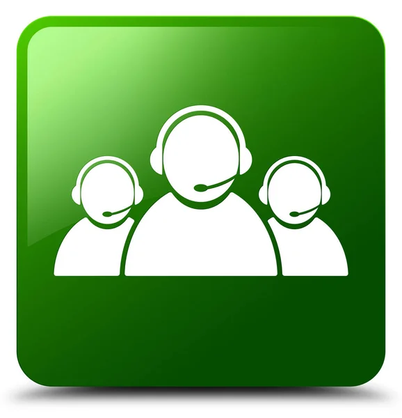 Customer care team icon green square button