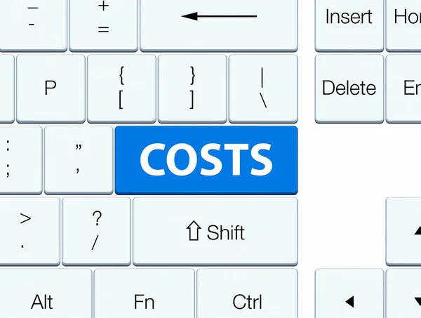Przycisk niebieski klawiatury koszty — Zdjęcie stockowe