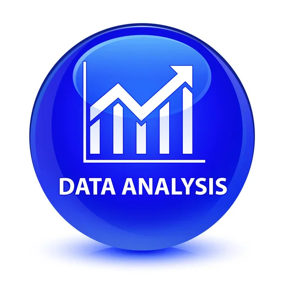 Análisis de datos (icono de estadísticas) botón redondo azul vidrioso — Foto de Stock