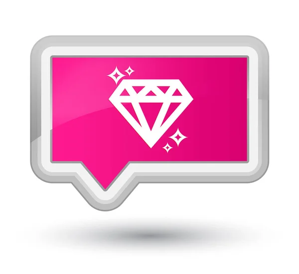 Ícone de diamante botão banner rosa prime — Fotografia de Stock