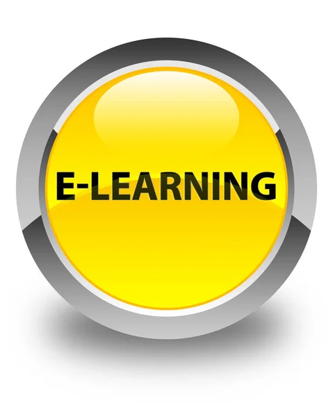 E-learning błyszczący żółty okrągły przycisk — Zdjęcie stockowe