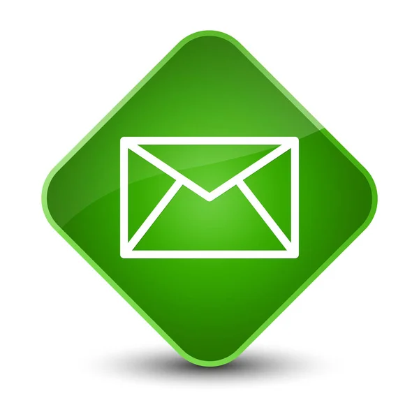 Ícone de e-mail elegante botão diamante verde — Fotografia de Stock