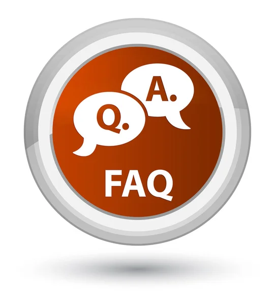 FAQ (fråga svar bubbla ikon) prime bruna runda knappen — Stockfoto