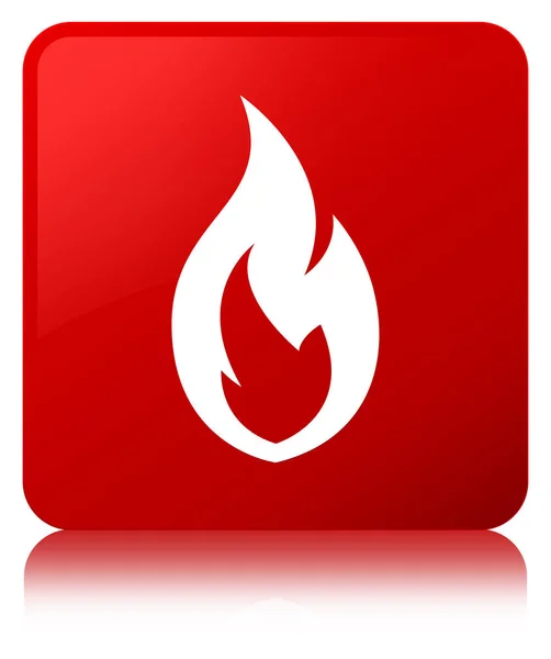Feuer Flamme Symbol roter quadratischer Knopf — Stockfoto