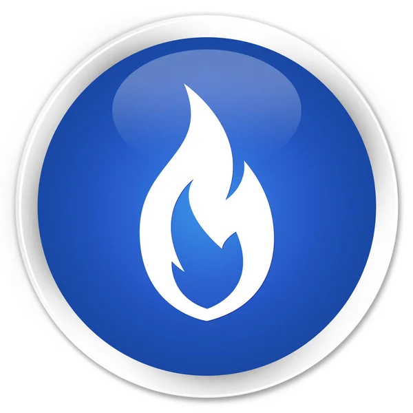 Oheň plamen ikonu premium modré kulaté tlačítko — Stock fotografie