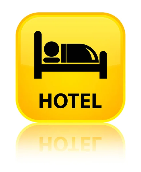 Hotel speciální žluté čtvercové tlačítko — Stock fotografie