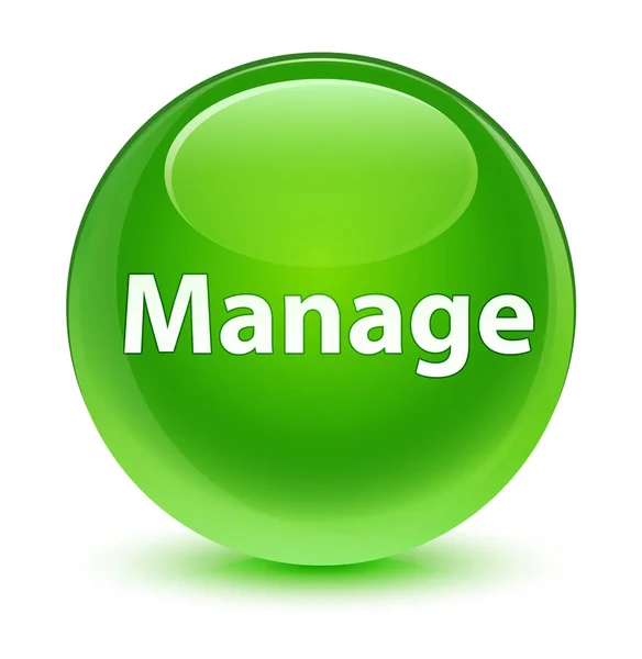 Manage glassy green round button — Stock Photo, Image