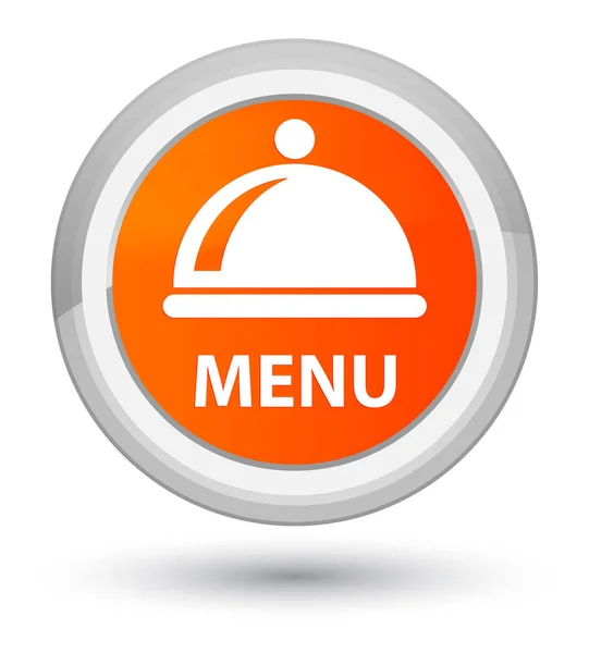 Menu (icona del piatto alimentare) tasto rotondo arancione principale — Foto Stock