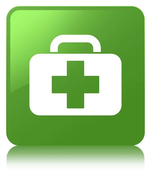 Lékařská taška ikonu měkký zelený čtvercové tlačítko — Stock fotografie
