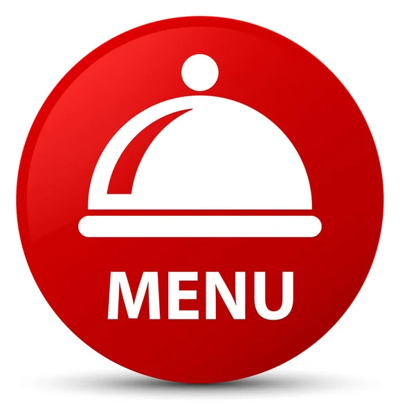 Menu (prato de comida ícone) botão redondo vermelho — Fotografia de Stock