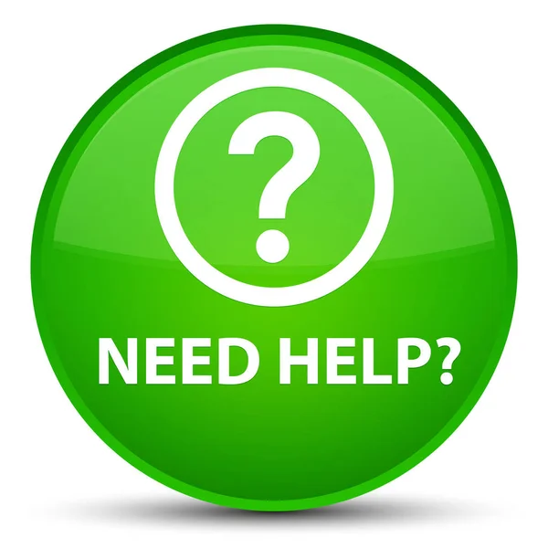 Need help (question icon) special green round button — Stock Photo, Image