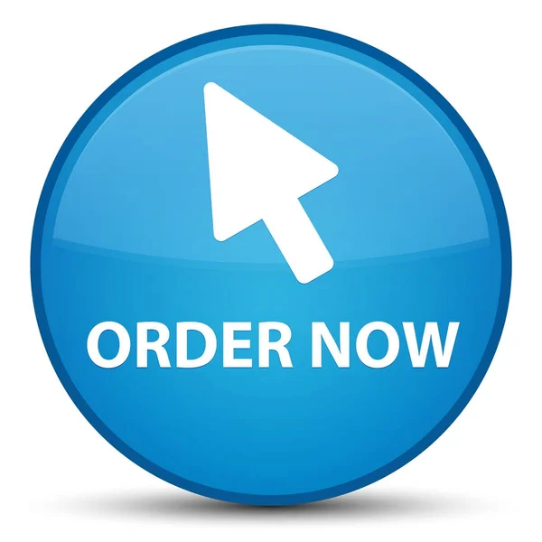 Order now (cursor icon) special cyan blue round button — Stock Photo, Image