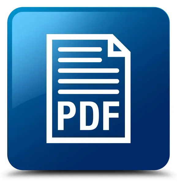 Pulsante quadrato blu icona documento PDF — Foto Stock