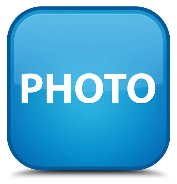 Speciale cyaan blauw vierkante knop foto — Stockfoto