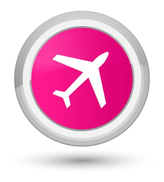 Vliegtuig pictogram prime roze ronde knop — Stockfoto