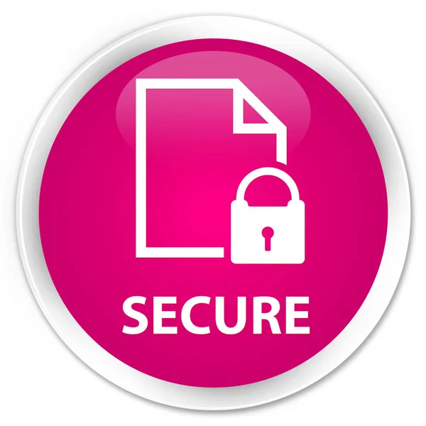 Secure (document page padlock icon) premium pink round button — Stock Photo, Image