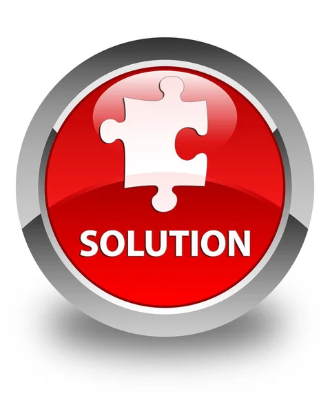 Solution (puzzle icon) glossy red round button — Stock Photo, Image
